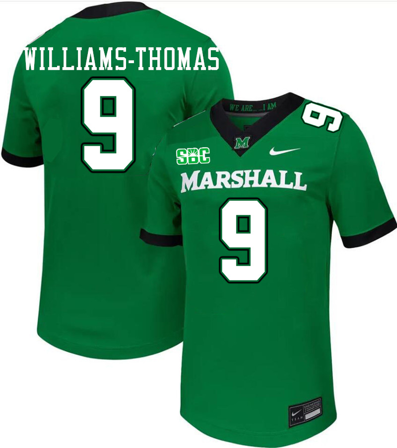 Marshall Thundering Herd #9 Justin Williams-Thomas College Football Jerseys Stitched-Green